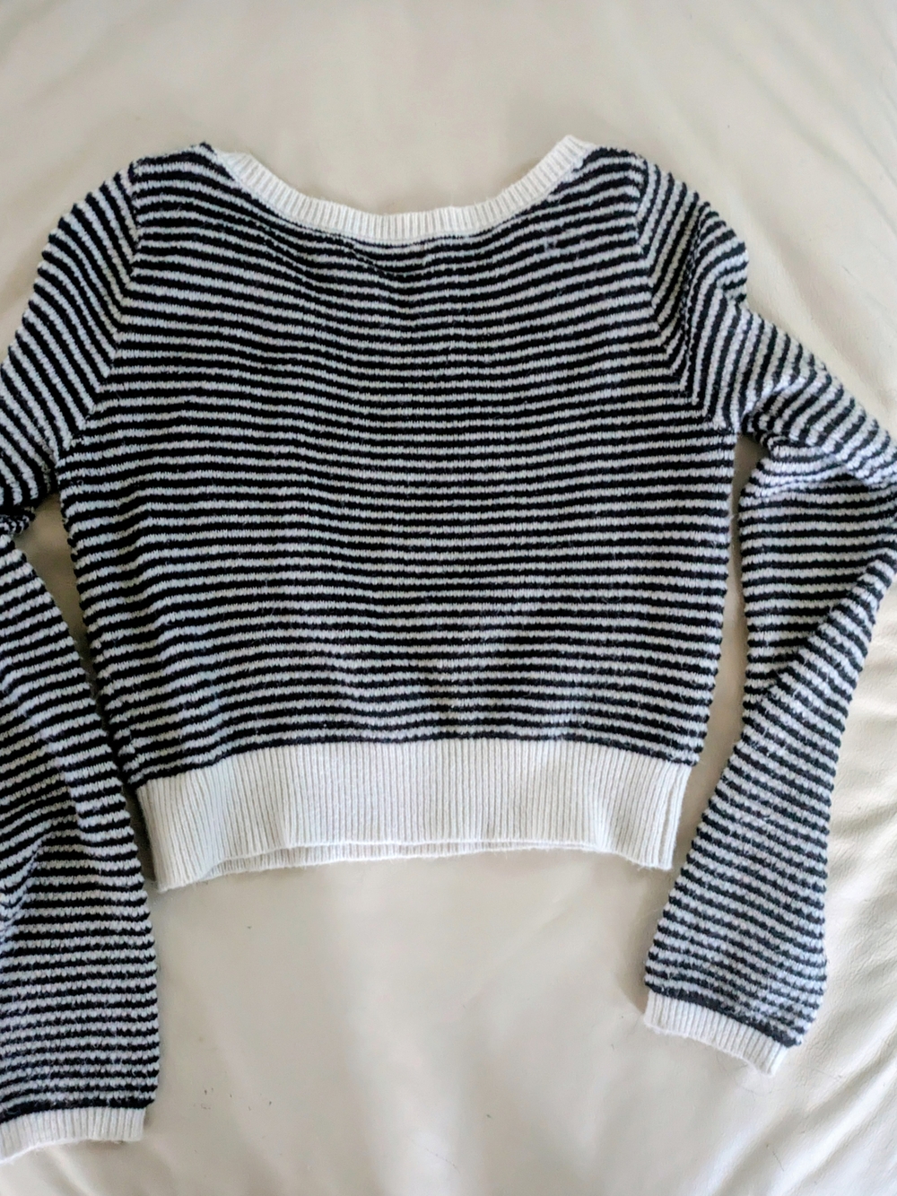 Workshop Republic Clothing Black & White Striped Crewneck Sweater Cropped